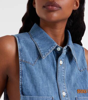 Chambray crop top | Miu Miu