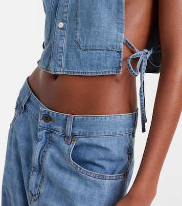 Chambray crop top | Miu Miu