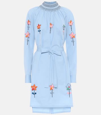 Embroidered cotton-poplin minidress | Prada