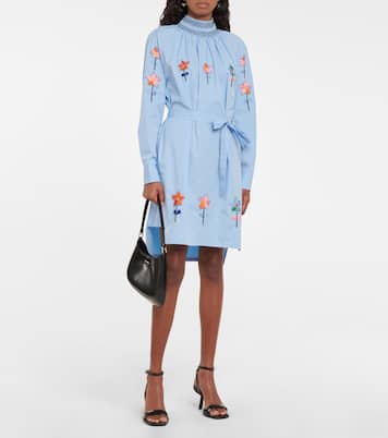 Embroidered cotton-poplin minidress | Prada