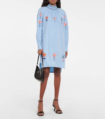 Embroidered cotton-poplin minidress | Prada