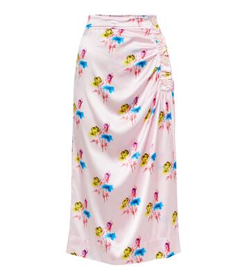 Silk-blend printed high-rise midi skirt | Ganni