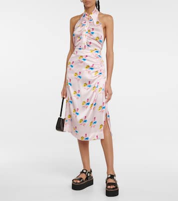 Silk-blend printed high-rise midi skirt | Ganni