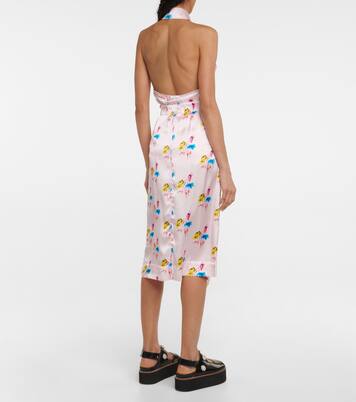 Silk-blend printed high-rise midi skirt | Ganni