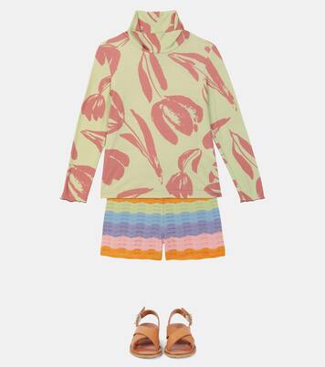 Tulips floral jersey turtleneck top | Paade Mode