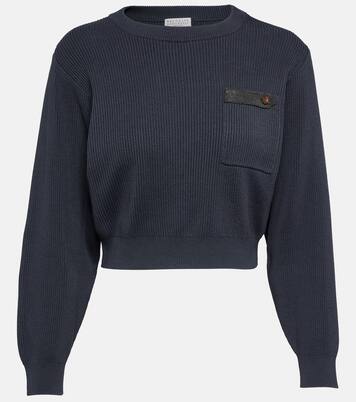 Pull raccourci en coton | Brunello Cucinelli
