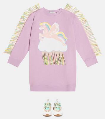 Fringed cotton jersey dress | Stella McCartney Kids