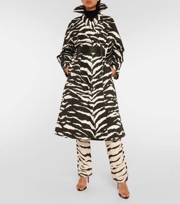 Zebra-print denim trench coat | Alaïa