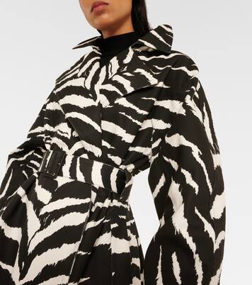 Zebra-print denim trench coat | Alaïa