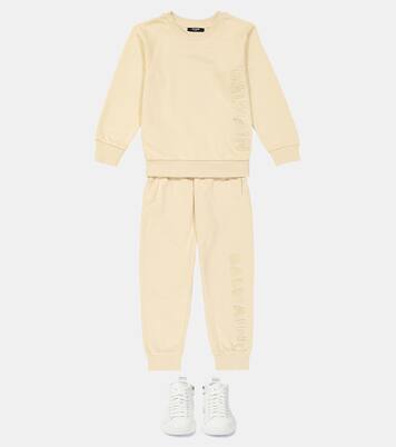 Cotton fleece sweatshirt and sweatpants set | Balmain Kids
