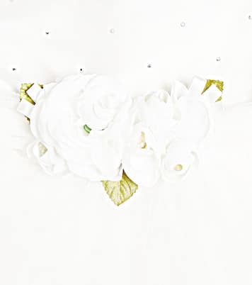 Floral-appliqué embellished tulle dress | Monnalisa