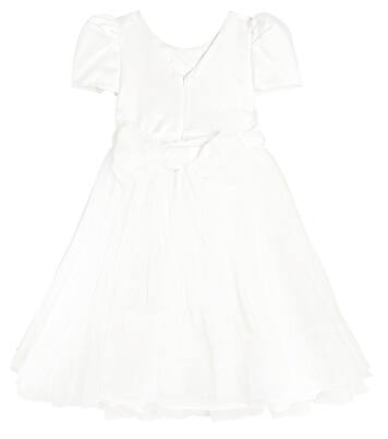 Floral-appliqué embellished tulle dress | Monnalisa