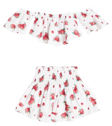 Printed cotton top and skirt set | Monnalisa