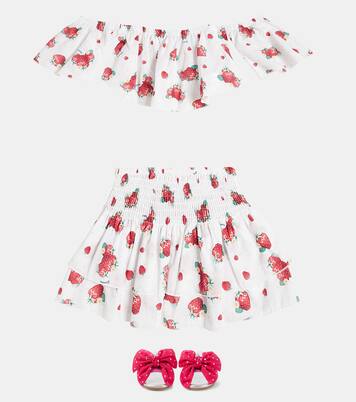 Printed cotton top and skirt set | Monnalisa