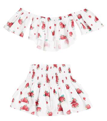 Printed cotton top and skirt set | Monnalisa
