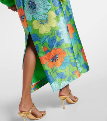 Robe midi imprimée à encolure bardot | Alémais