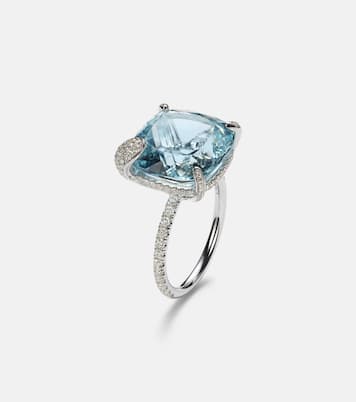 Peekaboo 18kt white gold ring with aquamarine and diamonds | Bucherer Fine Jewellery