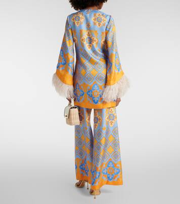 Robe imprimée en soie à plumes | La DoubleJ