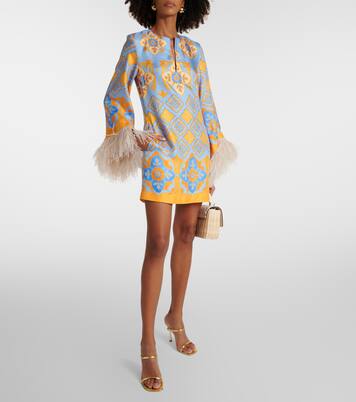 Robe imprimée en soie à plumes | La DoubleJ