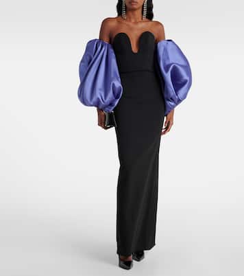 Abito lungo Karina in twill e crêpe | Solace London