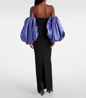 Abito lungo Karina in twill e crêpe | Solace London