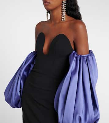 Abito lungo Karina in twill e crêpe | Solace London