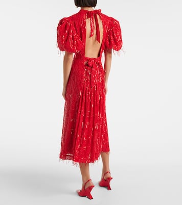 Sequined puff-sleeve midi dress | Rotate