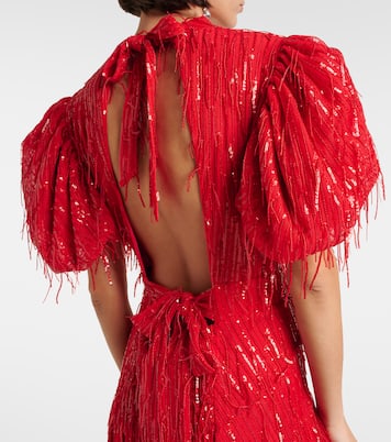 Sequined puff-sleeve midi dress | Rotate