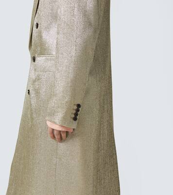 双排扣金属丝面料大衣 | Dries Van Noten