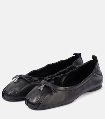 H684 bow-detail leather ballet flats | Hogan