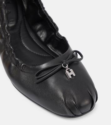 H684 bow-detail leather ballet flats | Hogan