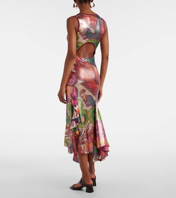 Abito lungo in raso con stampa | Etro