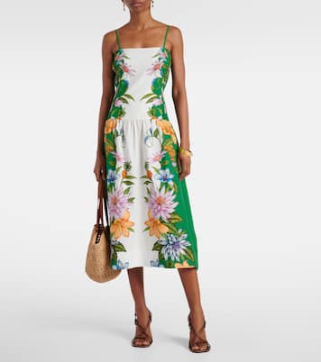 Midikleid Sweet Bloom aus einem Leinengemisch | Farm Rio