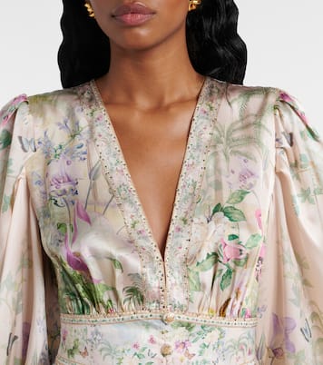 Robe imprimée en soie à cristaux | Camilla