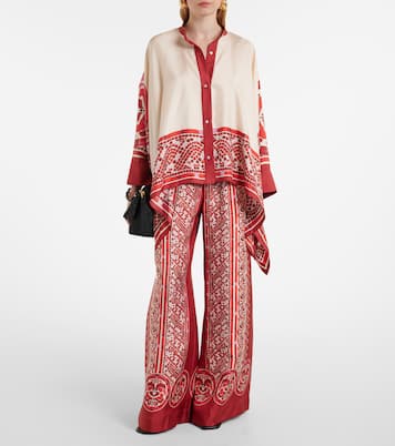 Foulard printed silk twill shirt | La DoubleJ