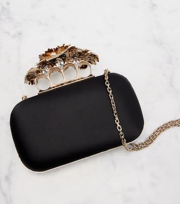 Carnation Knuckle satin clutch | McQueen