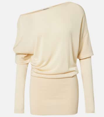 Rea垂褶不对称迷你连衣裙 | Aya Muse