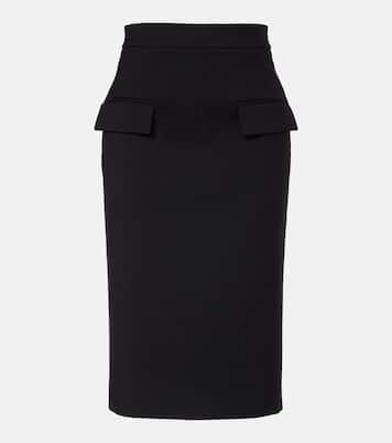 High-rise wool gabardine pencil skirt | McQueen