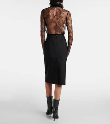 High-rise wool gabardine pencil skirt | McQueen