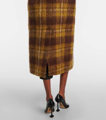 Checked fringed mohair and wool coat | Loewe