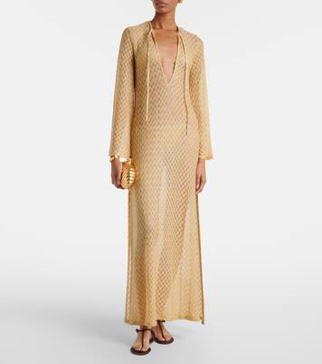 Open-knit tie-neck lamé kaftan  | Missoni