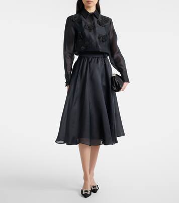 Agi embellished floral-appliqué silk blouse | Max Mara