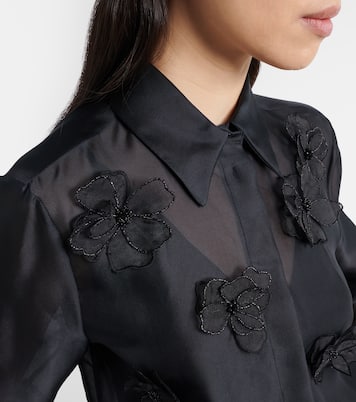 Agi embellished floral-appliqué silk blouse | Max Mara