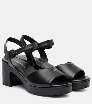 Leather platform sandals | Prada