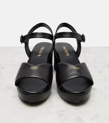 Leather platform sandals | Prada