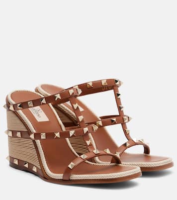 Espadrille-Sandalen Rockstud aus Leder | Valentino Garavani
