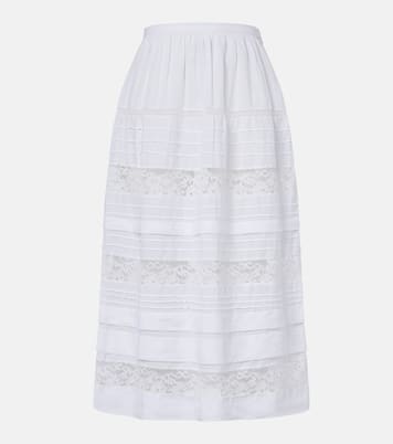 Sidra lace-trimmed ramie midi skirt | Dôen