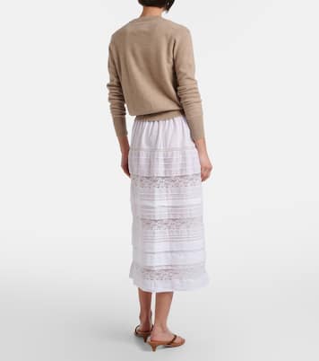 Sidra lace-trimmed ramie midi skirt | Dôen