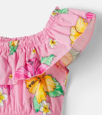 Floral ruffled cotton top | Monnalisa