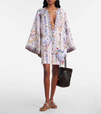 Cutout printed linen kaftan | Camilla